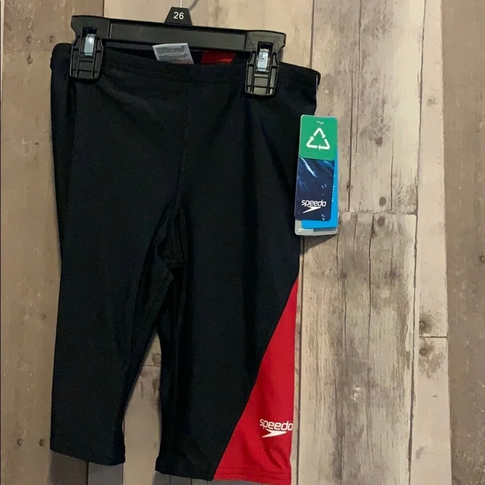 Speedo Competitive Black & Red swim jammers NWT